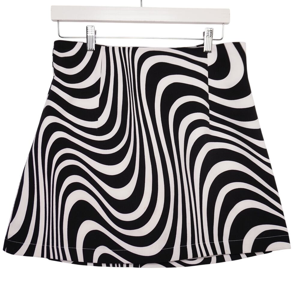 C&A 1841 Black & White Op Art Mini Skirt | Size 9 | Retro Mod‎ | Made in Mexico